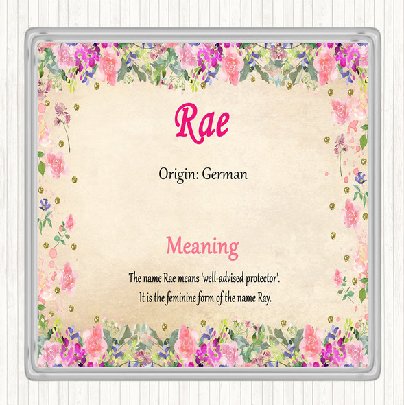 Rae Name Meaning Drinks Mat Coaster Floral