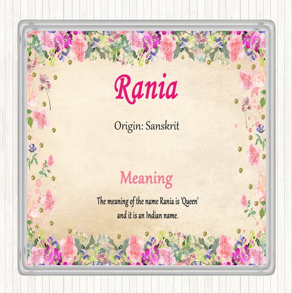 Rania Name Meaning Drinks Mat Coaster Floral