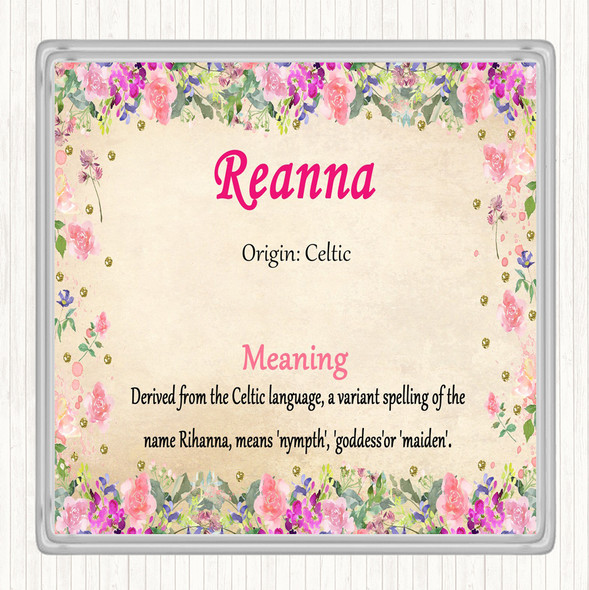 Reanna Name Meaning Drinks Mat Coaster Floral