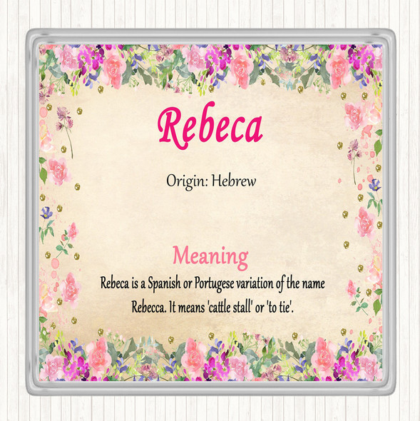 Rebeca Name Meaning Drinks Mat Coaster Floral