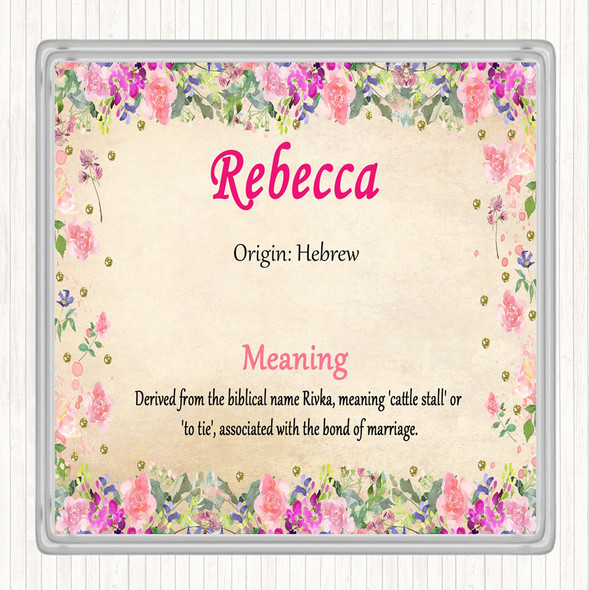 Rebecca Name Meaning Drinks Mat Coaster Floral