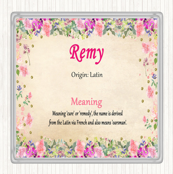 Remy Name Meaning Drinks Mat Coaster Floral