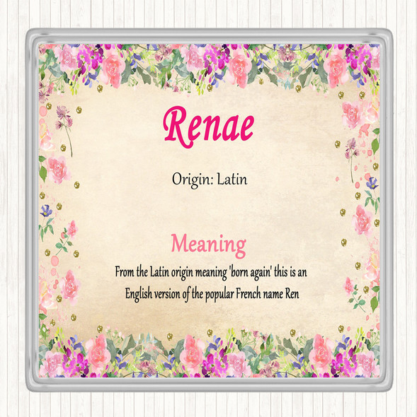 Renae Name Meaning Drinks Mat Coaster Floral