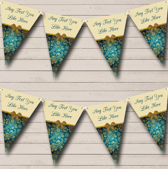 Turquoise Teal Shabby Chic Vintage Personalised Engagement Party Bunting