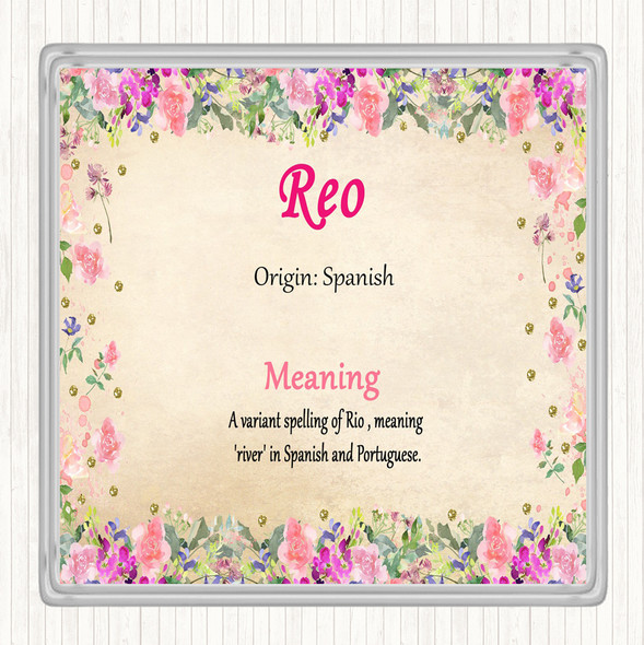 Reo Name Meaning Drinks Mat Coaster Floral