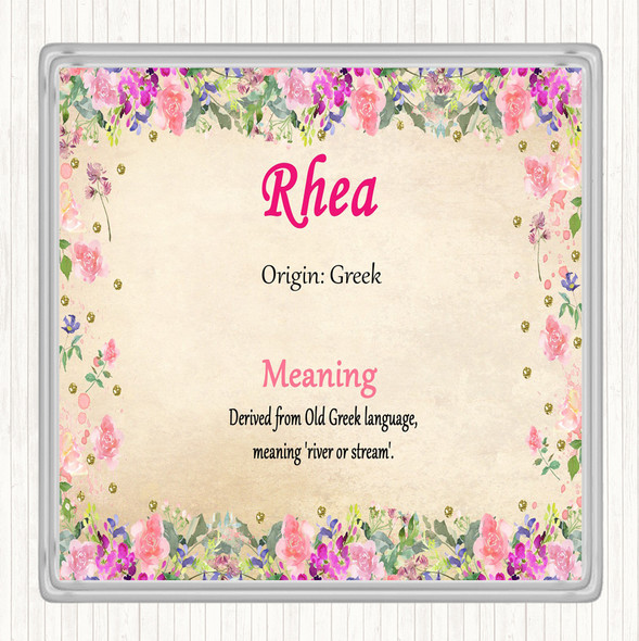 Rhea Name Meaning Drinks Mat Coaster Floral