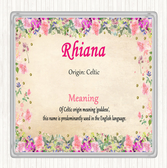 Rhiana Name Meaning Drinks Mat Coaster Floral