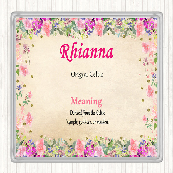 Rhianna Name Meaning Drinks Mat Coaster Floral