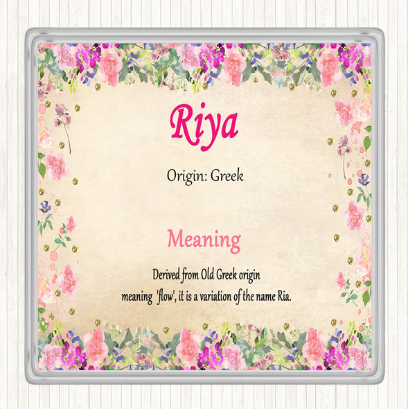 Riya Name Meaning Drinks Mat Coaster Floral