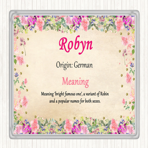 Robyn Name Meaning Drinks Mat Coaster Floral