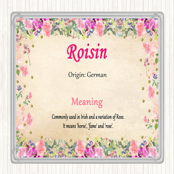 Roisin Name Meaning Drinks Mat Coaster Floral