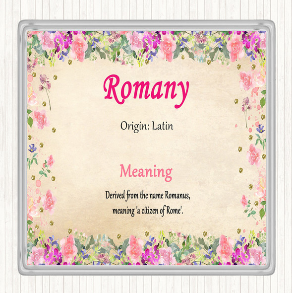 Romany Name Meaning Drinks Mat Coaster Floral