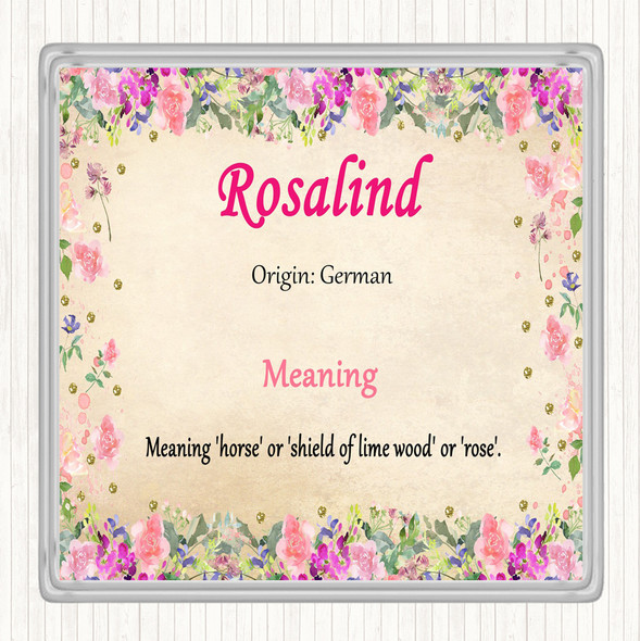 Rosalind Name Meaning Drinks Mat Coaster Floral