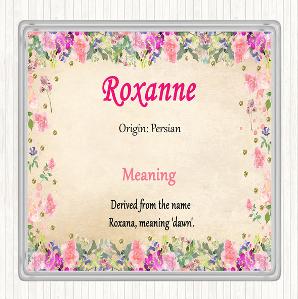 Roxanne Name Meaning Drinks Mat Coaster Floral