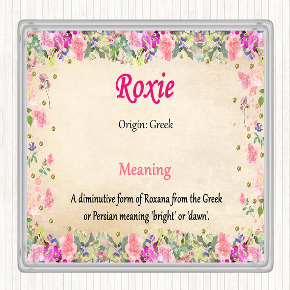 Roxie Name Meaning Drinks Mat Coaster Floral