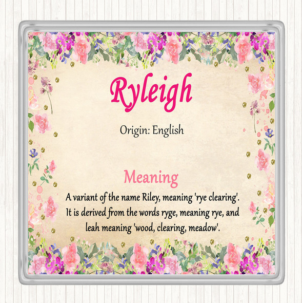Ryleigh Name Meaning Drinks Mat Coaster Floral