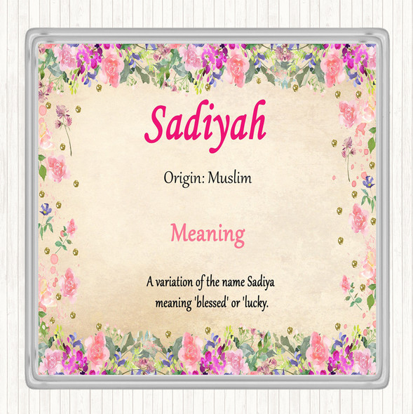 Sadiyah Name Meaning Drinks Mat Coaster Floral