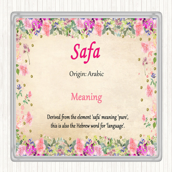 Safa Name Meaning Drinks Mat Coaster Floral