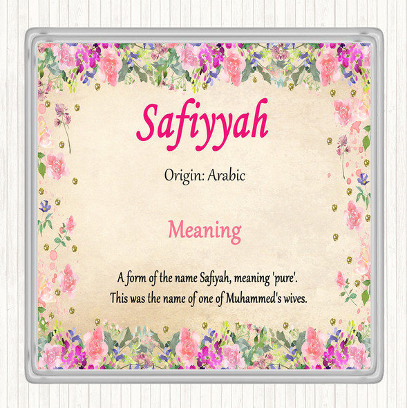 Safiyyah Name Meaning Drinks Mat Coaster Floral