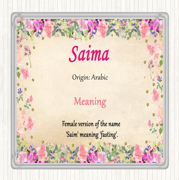 Saima Name Meaning Drinks Mat Coaster Floral