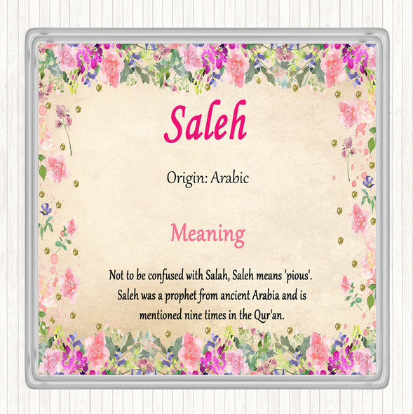 Saleh Name Meaning Drinks Mat Coaster Floral