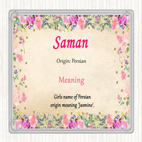 Saman Name Meaning Drinks Mat Coaster Floral