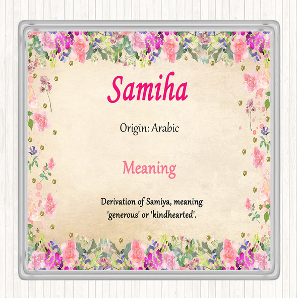 Samiha Name Meaning Drinks Mat Coaster Floral