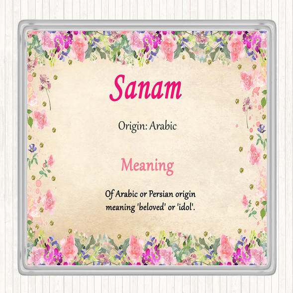 Sanam Name Meaning Drinks Mat Coaster Floral