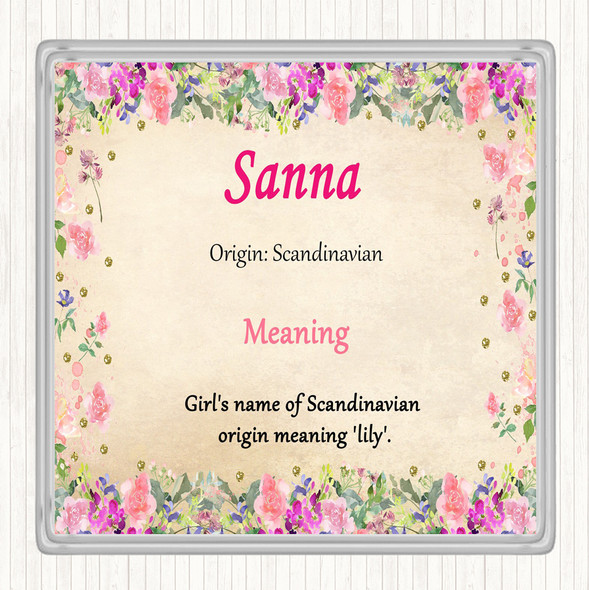 Sanna Name Meaning Drinks Mat Coaster Floral