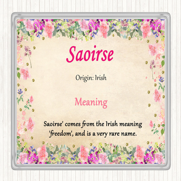 Saoirse Name Meaning Drinks Mat Coaster Floral