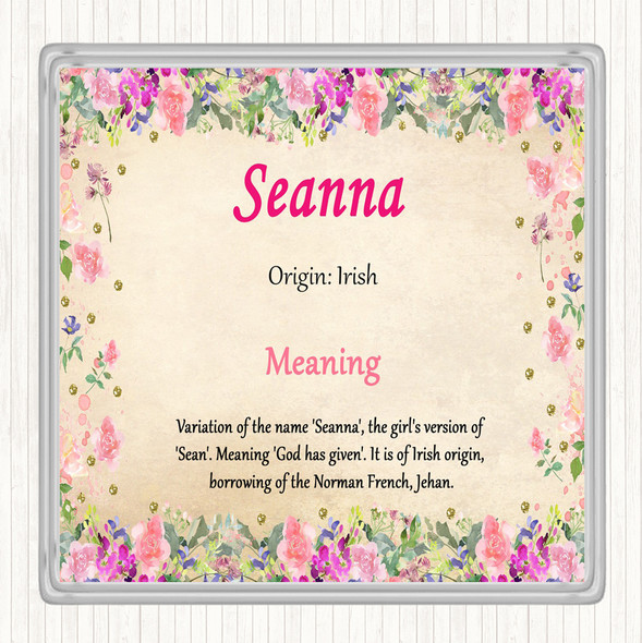 Seanna Name Meaning Drinks Mat Coaster Floral