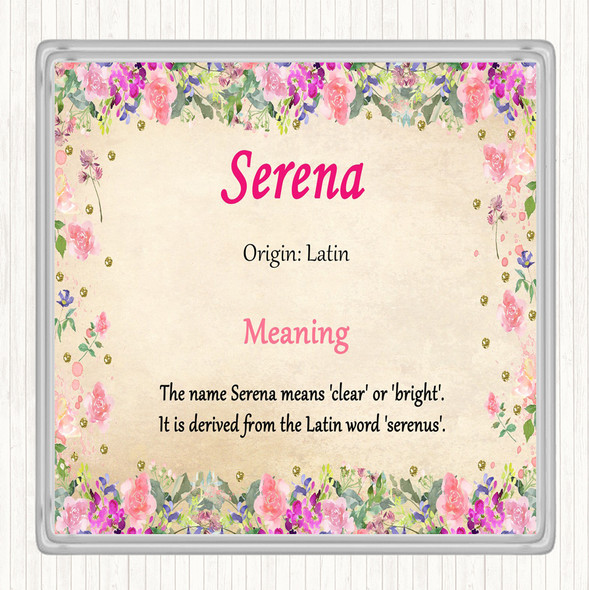 Serena Name Meaning Drinks Mat Coaster Floral