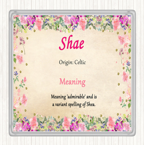 Shae Name Meaning Drinks Mat Coaster Floral