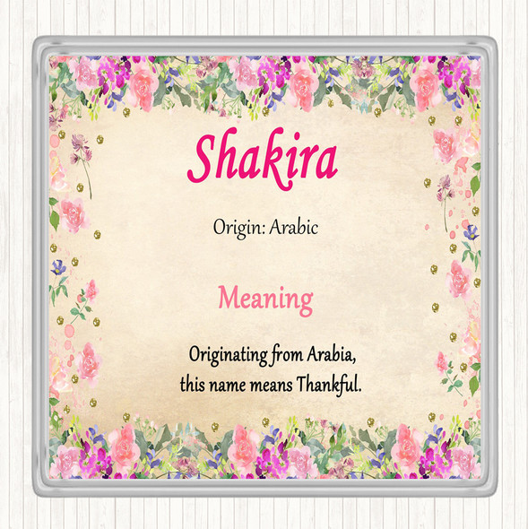 Shakira Name Meaning Drinks Mat Coaster Floral