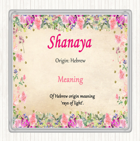 Shanaya Name Meaning Drinks Mat Coaster Floral