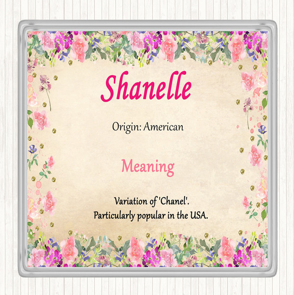Shanelle Name Meaning Drinks Mat Coaster Floral
