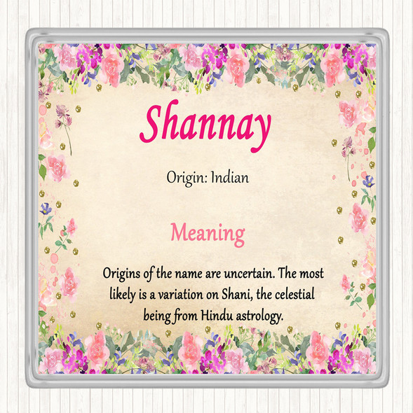 Shannay Name Meaning Drinks Mat Coaster Floral