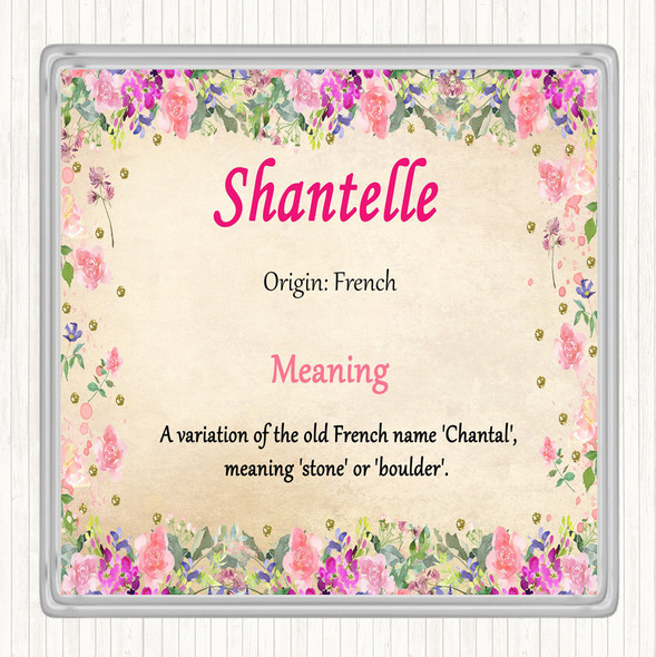 Shantelle Name Meaning Drinks Mat Coaster Floral