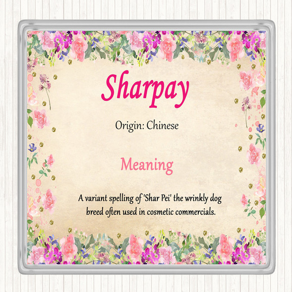Sharpay Name Meaning Drinks Mat Coaster Floral