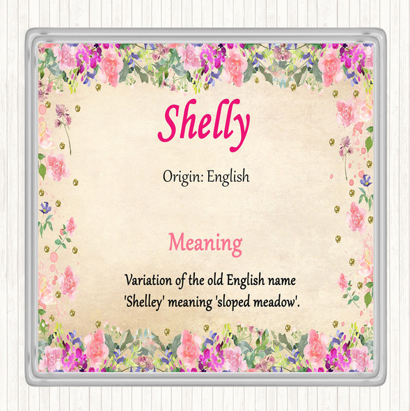 Shelly Name Meaning Drinks Mat Coaster Floral