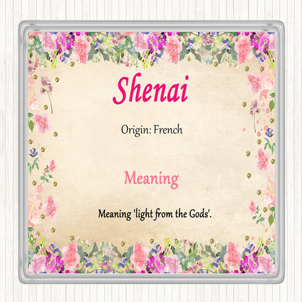 Shenai Name Meaning Drinks Mat Coaster Floral