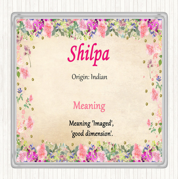 Shilpa Name Meaning Drinks Mat Coaster Floral