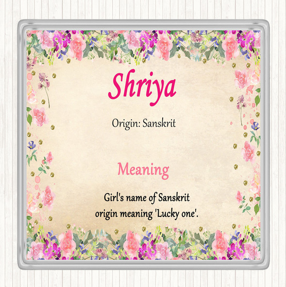 Shriya Name Meaning Drinks Mat Coaster Floral