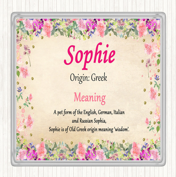 Sophie Name Meaning Drinks Mat Coaster Floral