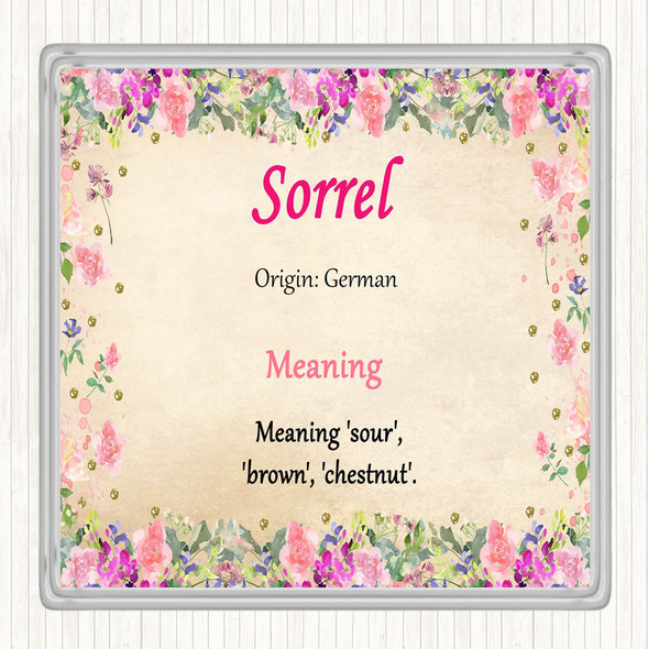 Sorrel Name Meaning Drinks Mat Coaster Floral