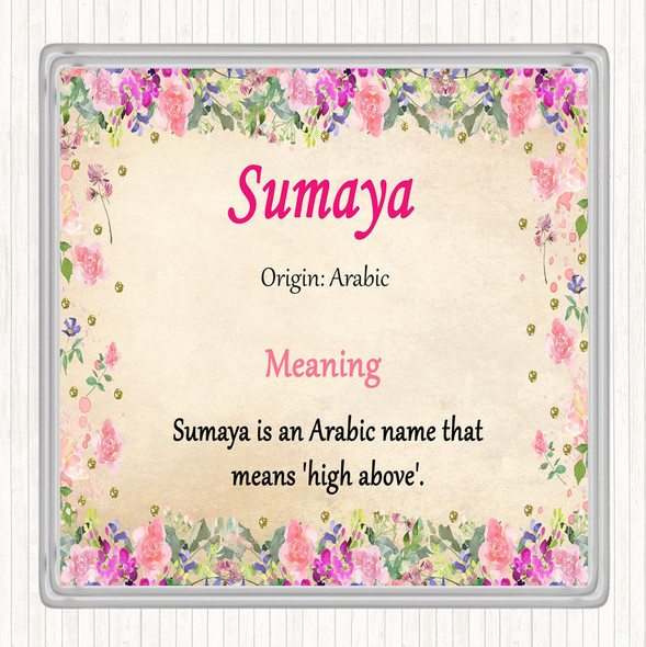 Sumaya Name Meaning Drinks Mat Coaster Floral