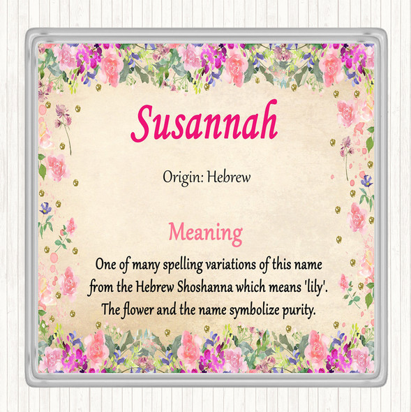 Susannah Name Meaning Drinks Mat Coaster Floral