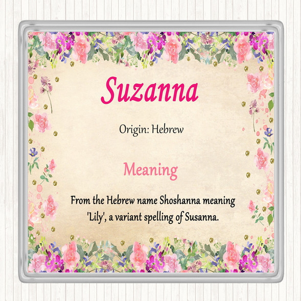 Suzanna Name Meaning Drinks Mat Coaster Floral