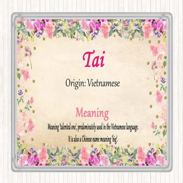 Tai Name Meaning Drinks Mat Coaster Floral