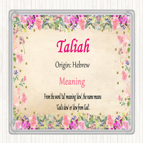 Taliah Name Meaning Drinks Mat Coaster Floral